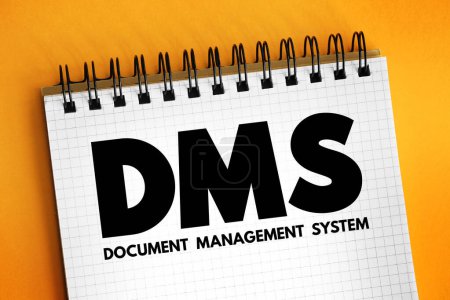Foto de DMS - Document Management System is a system used to receive, track, manage and store documents and reduce paper, acronym concept background - Imagen libre de derechos