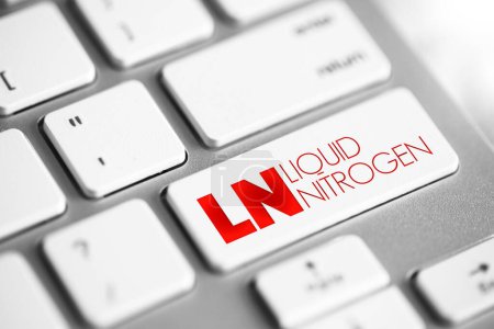 Photo for LN Liquid Nitrogen is nitrogen in a liquid state at low temperature, text button on keyboard - Royalty Free Image