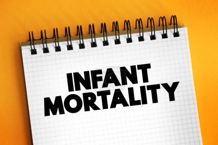 Téléchargez les photos : Mortalité infantile est la mort d'un nourrisson avant son premier anniversaire, texte sur bloc-notes - en image libre de droit