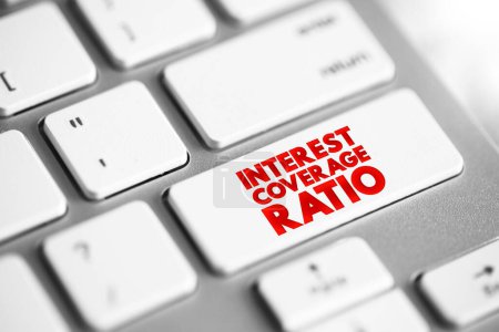 Foto de Ratio de cobertura de intereses es una medida de la capacidad de una empresa para honrar sus pagos de deuda, botón de concepto de texto en el teclado - Imagen libre de derechos