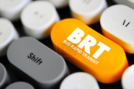 BRT - Bus Rapid Transit ist ein Bus-basiertes öffentliches Verkehrssystem, das eine bessere Kapazität und Zuverlässigkeit aufweist als ein herkömmliches Bussystem, Abkürzung für Texttaste auf der Tastatur