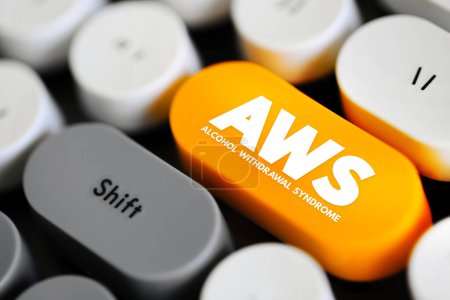AWS - Alcohol Withdrawal Syndrome is a set of symptoms that can occur following a reduction in alcohol use after a period of excessive use, acronym text button on keyboard