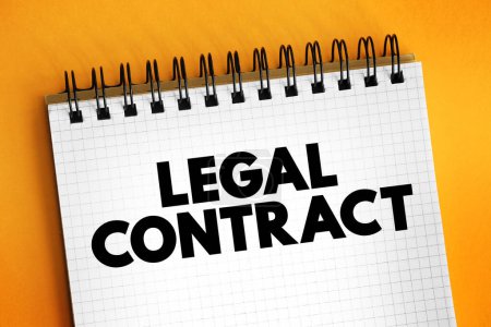 Contrato jurídico: acuerdo jurídicamente exigible entre dos o más partes, concepto de texto en el bloc de notas