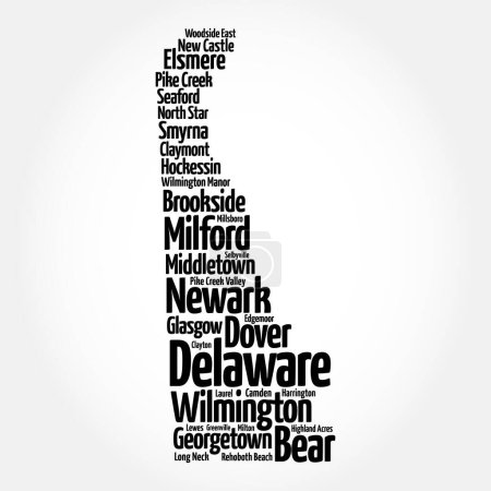 Delaware es un estado en la región del Atlántico Medio de los Estados Unidos, fondo del concepto de nube de palabras