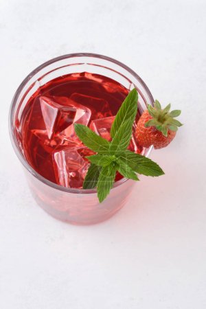 Photo for High angle view strawberry mint rum cocktail mojito - Royalty Free Image