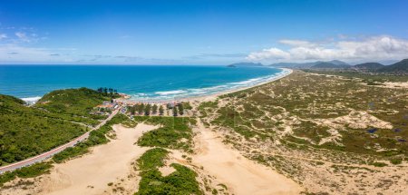 Aerial view of the ecological dune park in Florianopolis, Brazil