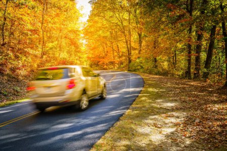 Foto de Conducción escénica en Blue Ridge Parkway en Carolina del Norte en otoño - Imagen libre de derechos