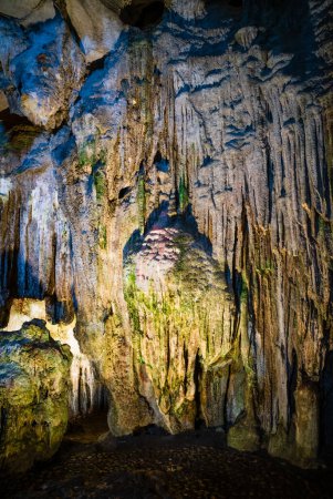 Téléchargez les photos : Formation de stalactites dans la grotte de Thien Cung à Ha Long Bay au Vietnam - en image libre de droit