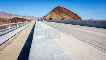 Photo for Interstate highway I-11 on the Mike O CallaghanPat Tillman Memorial Bridge over Hoover Dam in Nevada - Royalty Free Image
