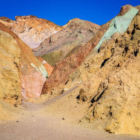 Photo for Scenic view of Artist Palette - hills covered in colorful volcanic deposits in Death Valley National Park, California - Royalty Free Image