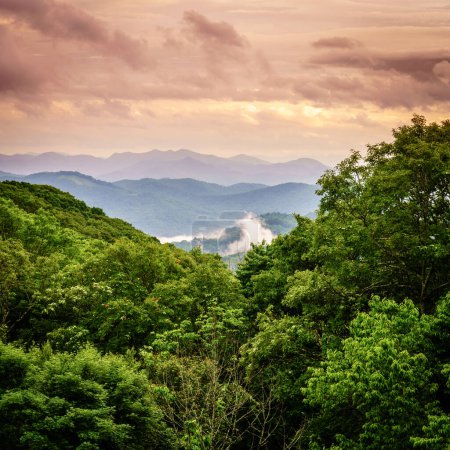 Photo for Scenic view of the Smokie Mountains from Blue Ridge Parkway near Maggie Valley, North Carolina - Royalty Free Image
