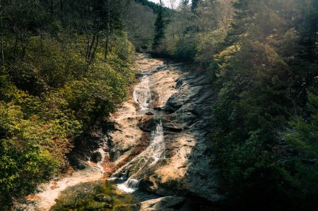 Bubbly Falls waterfall in Appalachian Mountains of North Carolina near Blue Ridge Parkway