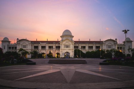 Photo for Facade of Ipoh railway station at dusk in ipoh, perak, malaysia - Royalty Free Image