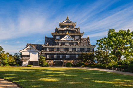 Téléchargez les photos : Tour Donjon du château d'Okayama, alias château d'Ujo ou de corneille, à okayama, Japon - en image libre de droit