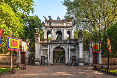 Photo for November 17, 2023: Gate to the Temple of Literature, a temple dedicated to Confucius in Hanoi, Vietnam established in 1070. It also hosts the Imperial Academy, the first national university in vietnam - Royalty Free Image