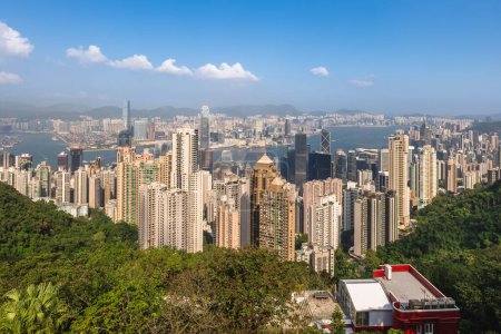 Photo for View of victoria harbour and hong kong island over victoria peak in hongkong, china - Royalty Free Image