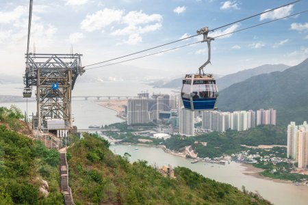 Photo for Ngong Ping bicable gondola lift on Lantau Island in Hong Kong, China. - Royalty Free Image