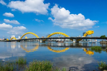 Photo for Dragon Bridge, the landmark of Da Nang crossing han river in vietnam - Royalty Free Image