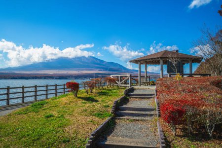 Photo for Scenery of Mount Fuji and Lake  Yamanaka in Yamanashi, japan - Royalty Free Image