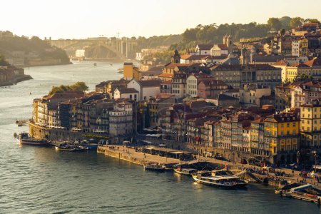 aerial view of the old city Porto by Douro River, Portugal