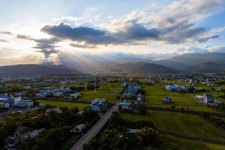 Aerial view of dongshan township located in yilan county, taiwan