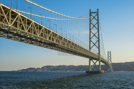 Akashi Kaikyo Bridge links Kobe on Honshu to Iwaya on Awaji island in Japan