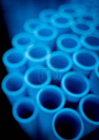 Photo for Background of the blue plastic pipes in stacked. - Royalty Free Image