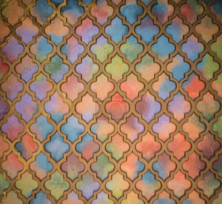 Téléchargez les photos : Fond géométrique abstrait avec des cellules arabes de couleur. - en image libre de droit