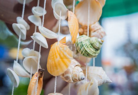 Foto de Souvenir hecho a mano decorado con diferentes conchas de mar. - Imagen libre de derechos