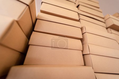Photo for Stacks of empty cardboard boxes in the gift shop. - Royalty Free Image