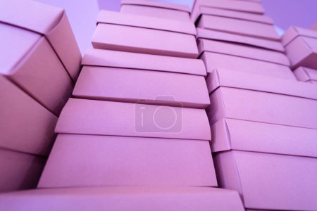 Photo for Stacks of colour cardboard boxes in the gift shop. - Royalty Free Image