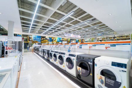 Photo for PHUKET, THAILAND - JANUARY 10, 2023: Washing machine department of large household appliances and furniture store - Royalty Free Image