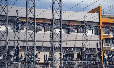 Photo for High voltage electric power plant current distribution substation. - Royalty Free Image