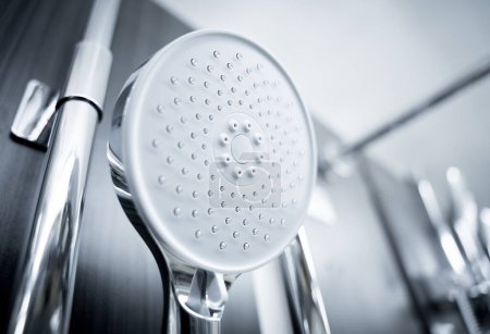 Photo for Rows of shower mixer at the showroom of a large store - Royalty Free Image