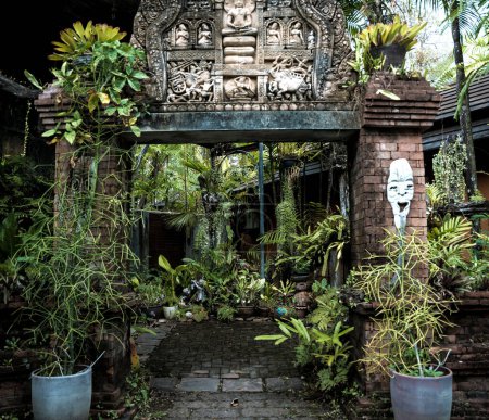 Foto de Diseño paisajístico de lujo del jardín tropical. - Imagen libre de derechos