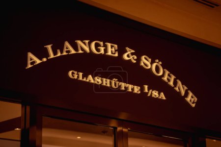 Photo for KUALA LUMPUR, MALAYSIA - DECEMBER 04, 2022: A.Alange and Sohne brand retail shop logo signboard on the storefront in the shopping mall. - Royalty Free Image