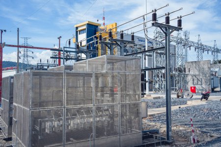 Photo for High voltage electric power plant current distribution substation. - Royalty Free Image
