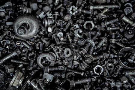 Photo for Abstract background with metal nuts and bolts. - Royalty Free Image