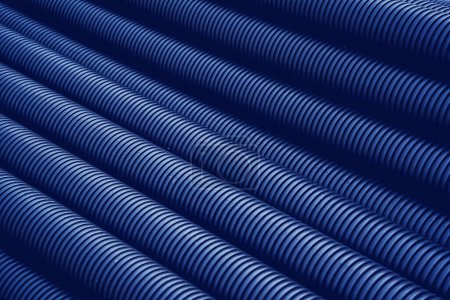 Photo for Texture of plastic corrugated pipe for protection underground cable. - Royalty Free Image