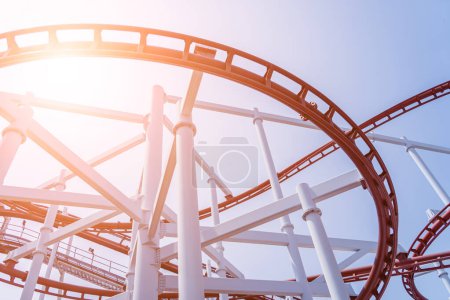 Photo for Large roller coaster details on the light background. - Royalty Free Image