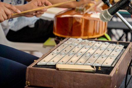 Photo for Street musicians play authentic Asian musical instruments. - Royalty Free Image