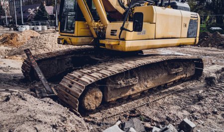 Photo for Big construction site with construction machinery in the construction area - Royalty Free Image