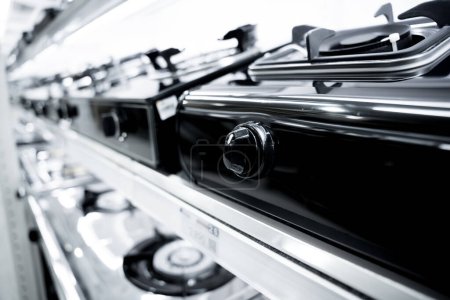 Foto de Cocina doméstica cocina de gas cocina superior sin llama. - Imagen libre de derechos
