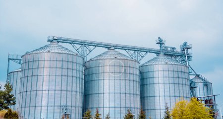 Photo for Storage tanks cultivated agricultural crops processing plant. - Royalty Free Image