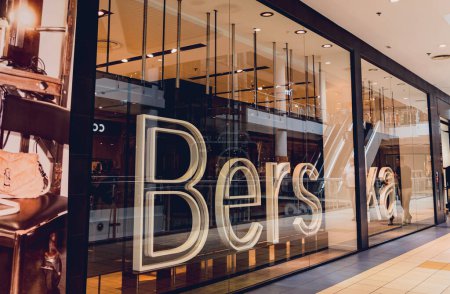 Photo for WARSAW. POLAND - MAY 21, 2023: Bershka brand retail shop logo signboard on the storefront in the shopping mall. - Royalty Free Image