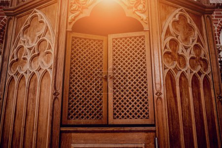 Photo for Confessional booth at the old european catholic church - Royalty Free Image