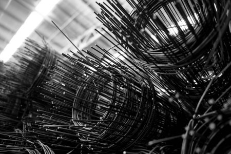 Téléchargez les photos : Un rouleau de treillis métallique dans la salle d'exposition d'un grand magasin - en image libre de droit
