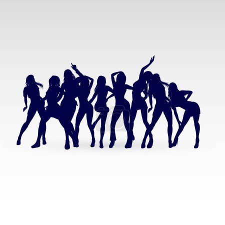 Illustration for Silhouettes of Go-Go Dance Girls. Illustration Silhouettes on White Background - Royalty Free Image