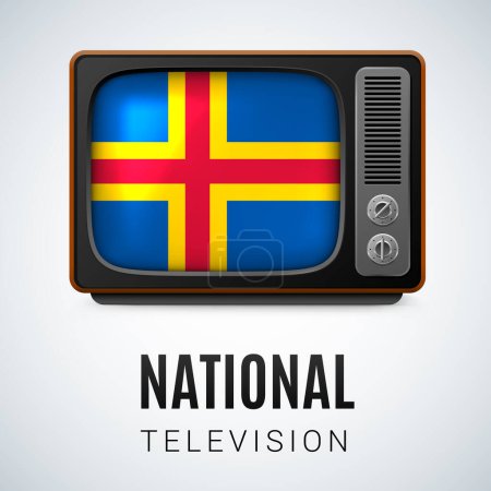 Illustration for Vintage TV and Flag of Aland Islands as Symbol National Television. Tele Receiver with flag design - Royalty Free Image
