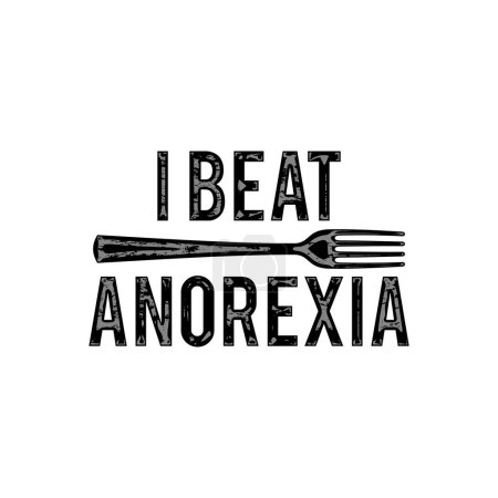 Illustration for I Beat Anorexia: Ironic Slogan with Fork on White Background - Royalty Free Image